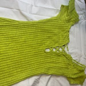 Yellow neon. Fashion nova shoulders go down never worn